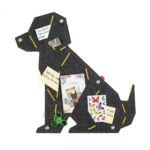 Pinnwand Hund "WUF" dunkelgrau-gelb