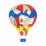 Pinnwand "BALLON" rot-beige-hellblau