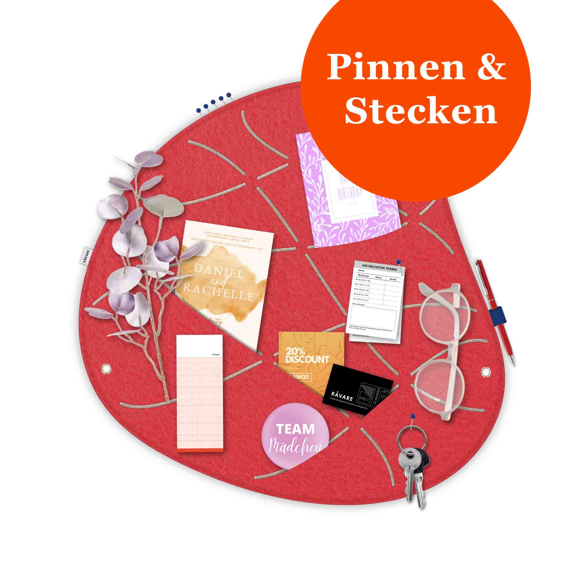 2er Pinnwand-Set OKO rot-beige – markante Ordnung für Wohnraum & Homeoffice – Bild 2