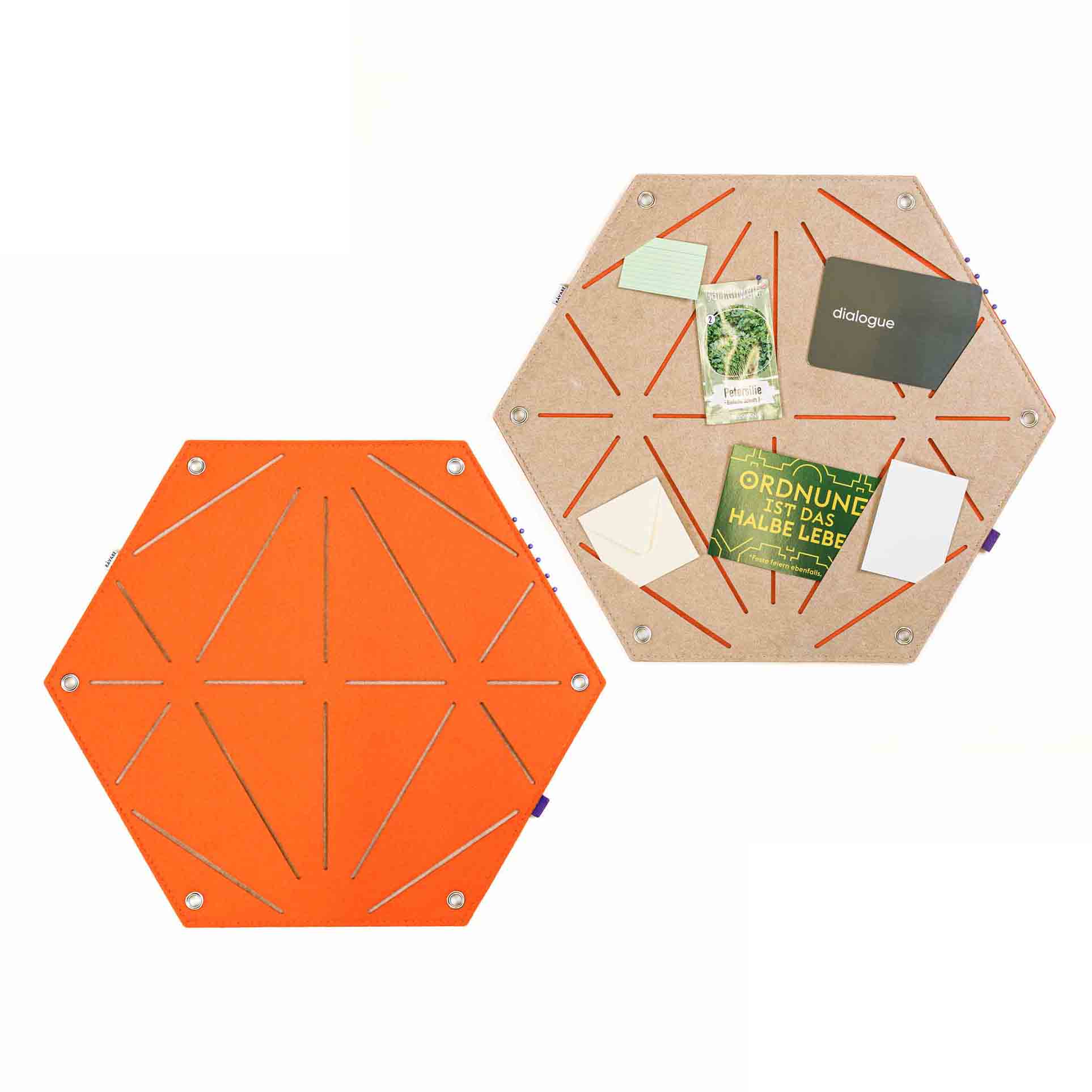 2er Pinnwand-Set HEX orange-beige – harmonische Ordnung für Wohnraum & Flur – Bild 1