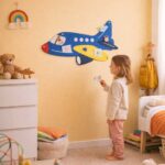 Pinnwand "FLUGZEUG" hellblau-gelb-rot