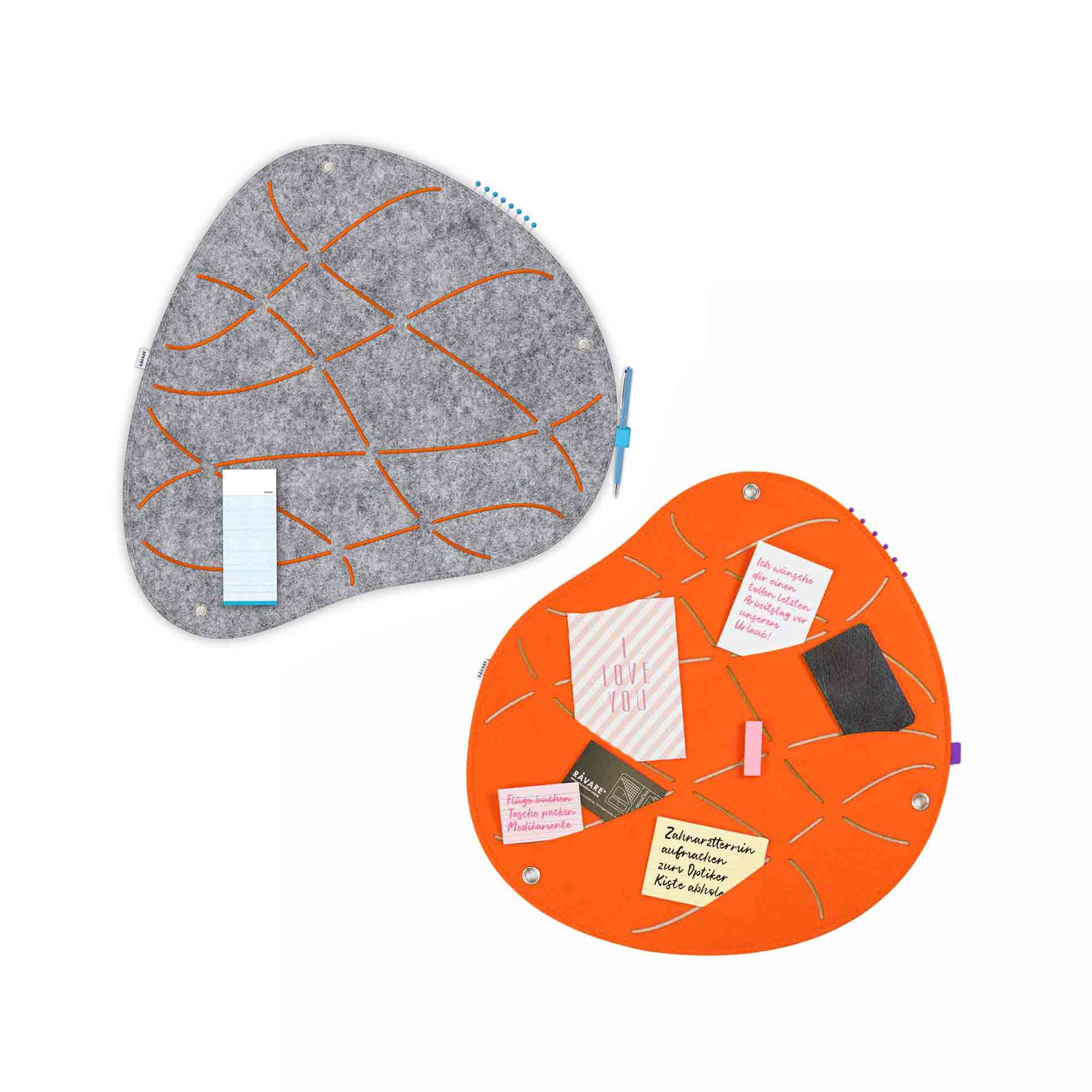 2er Pinnwand-Set OKO grau-orange – warme Ordnung für Flur & Alltag – Bild 1