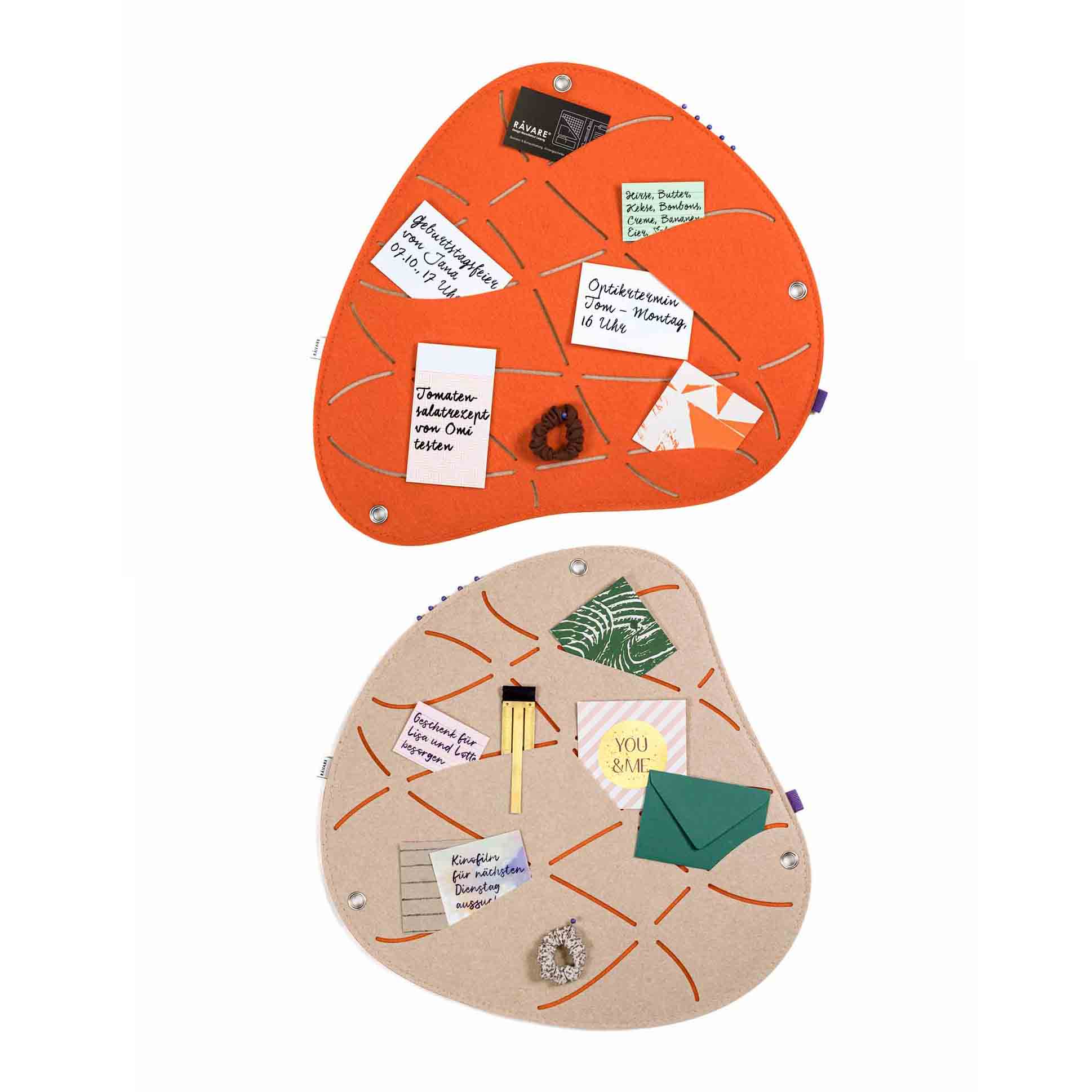 2er Pinnwand-Set OKO orange-beige – harmonische Ordnung für Wohnraum & Flur – Bild 1